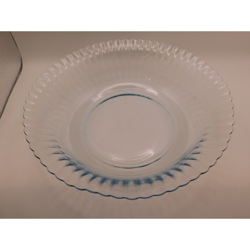 Lot of 8 Colorex Glass Scalloped  1.3L Bowl Made in Brazil Light Blue